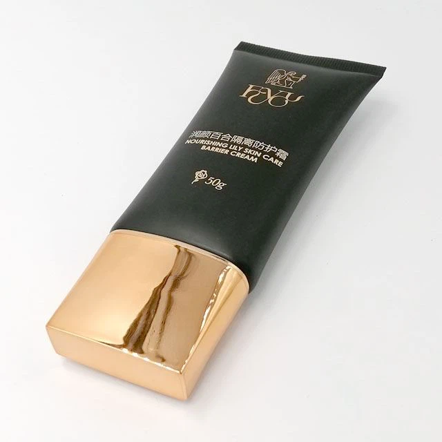 Gold Square Cap Flat Oval Sunscreen Plastic Tube